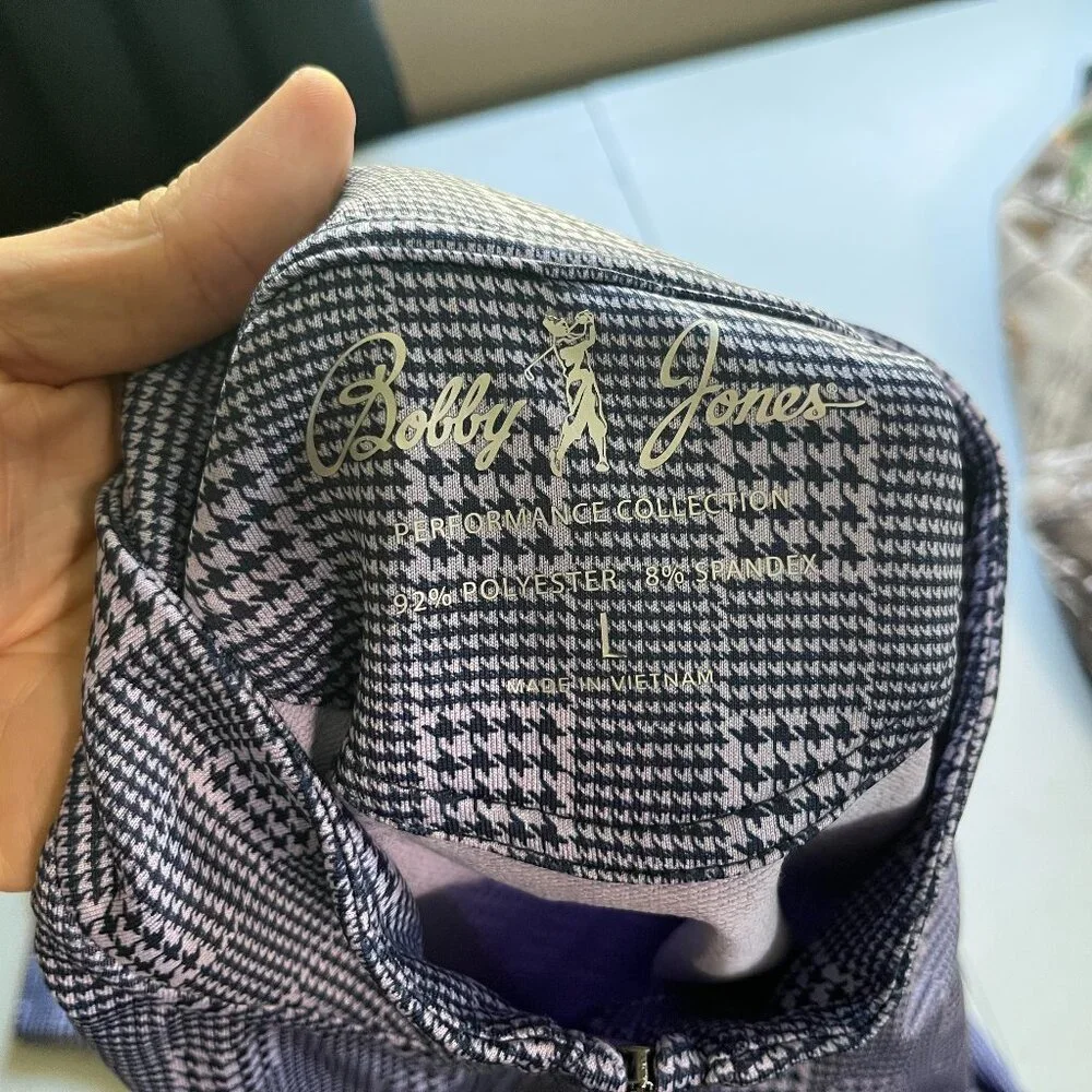 Bobby Jones Performance 1/2 Zip Jacket L Purple Plaid Golf EUC 🟣⛳